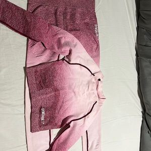 Pink ombre crop long sleeve and leggins gymshark set